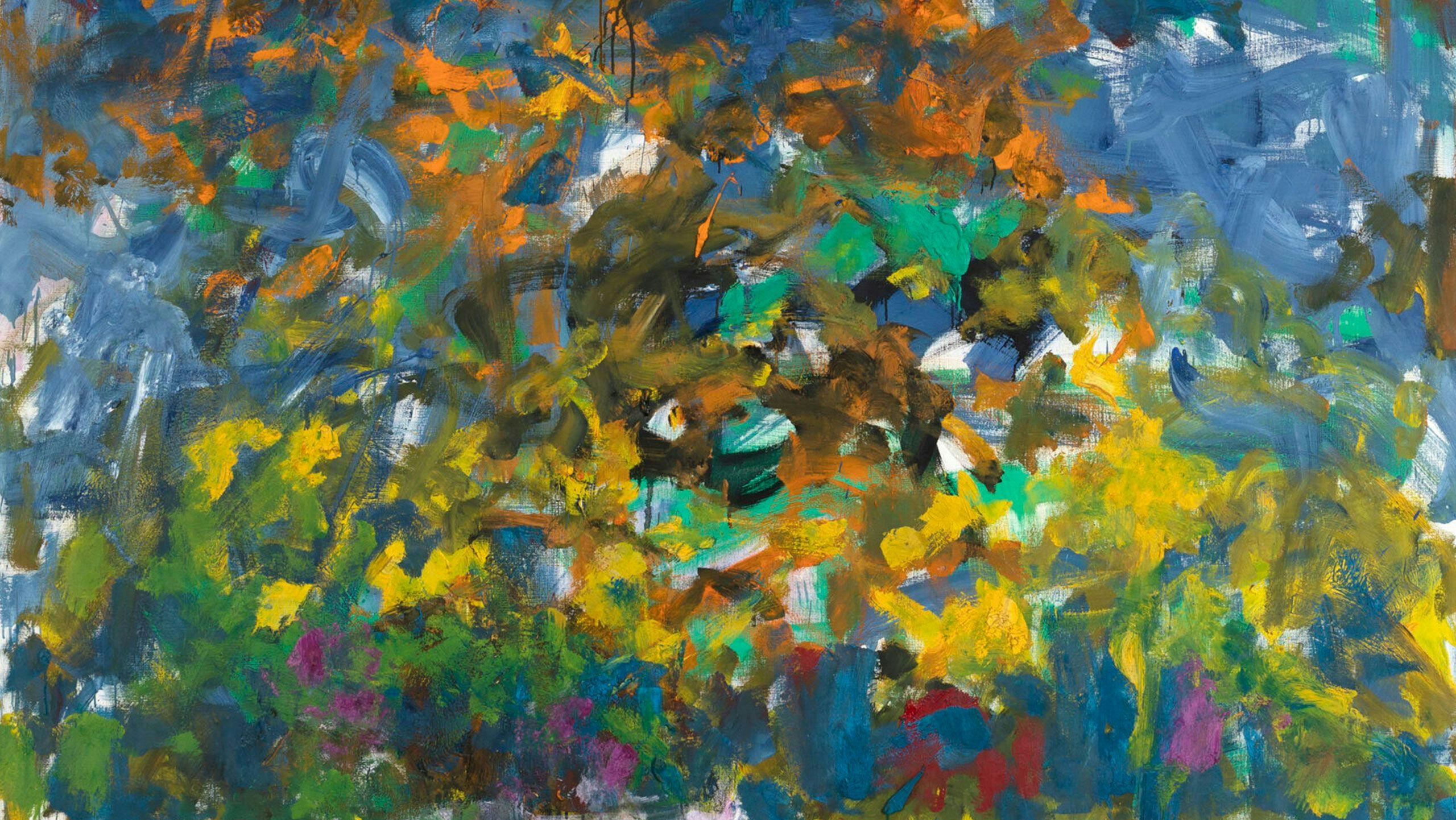 A detail of a painting by Joan Mitchell, titled La Grande Vallée, dated 1983.